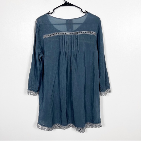 Johnny Was boho embroidered semi sheer tunic roll sleeve size small - Picture 6 of 8